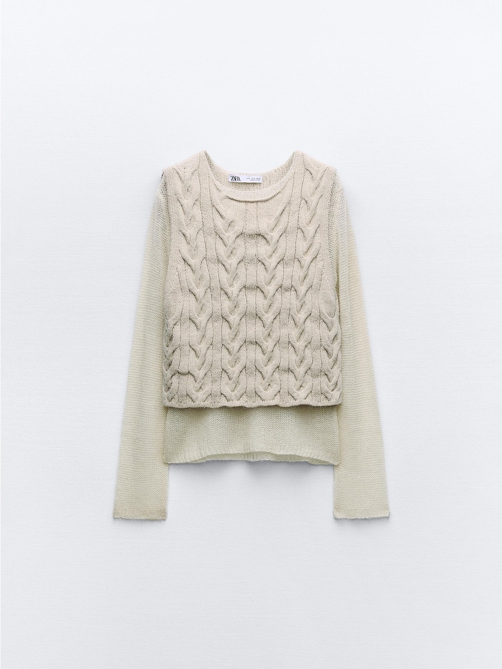 NWOT Zara crew neck cable knit vest sweater